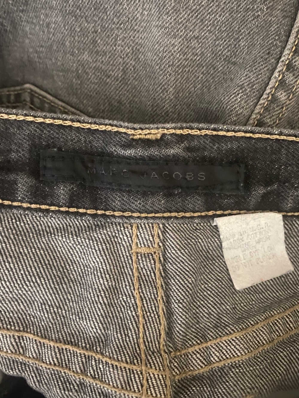 Vtg Y2K Marc Jacobs Denim Mini Skirt Gray Black Ruffle Hem cotton Jean Skirt - Picture 6 of 6